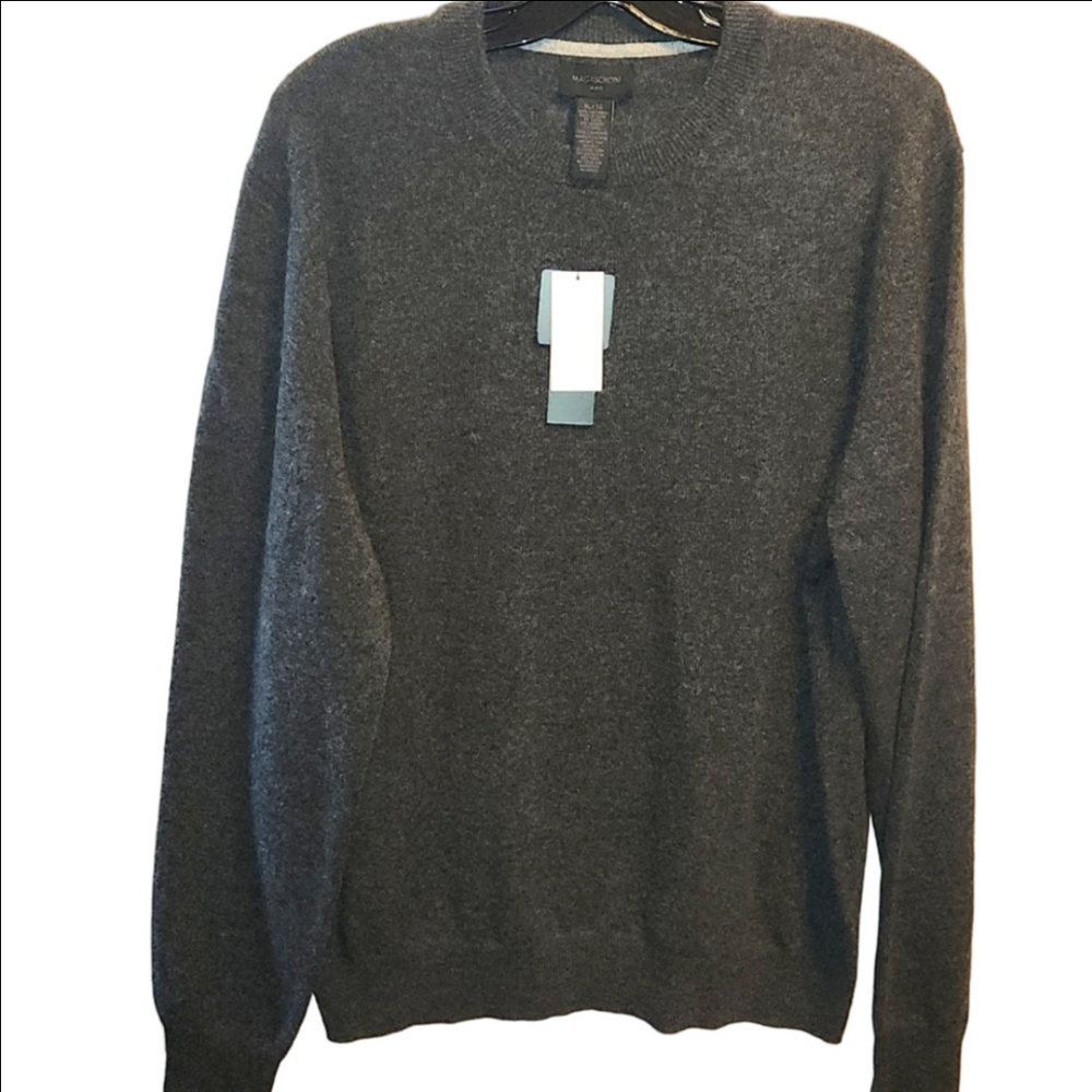 Magaschoni Charcoal Black Cashmere Crewneck Sweater sz XL Men